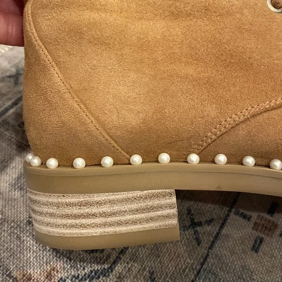 Stuart Weitzman Chelsea Brown Suede Pearl Combat Hiking Boots - Picture 7 of 12